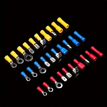 480PCS Wire Terminals Kit, Insulated Crimp Connectors Set with Butt, Ring, Spade & Fork Terminals for Automotive