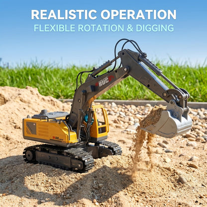 RC Bulldozer 1:24 Scale Alloy with 680° Rotation & Working Arm, 2.4GHz Remote Control Construction Vehicle for Kids