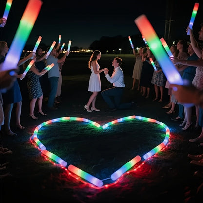LED Foam Glow Stick Party Supplies Pack with 30 Multi-Color Flashing Sticks and Included Batteries