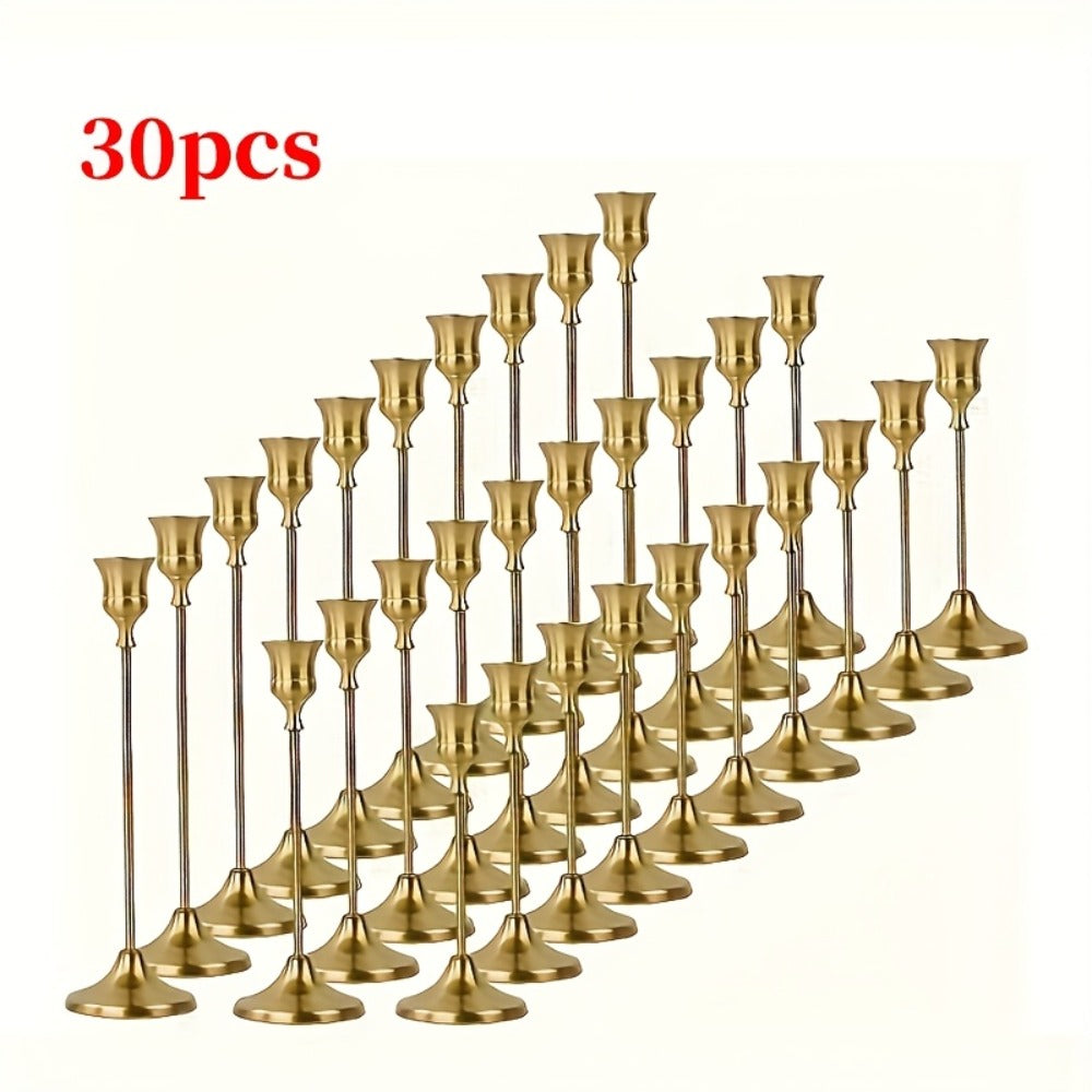 Copper Plated Candlestick Holders Bulk Set for Entryways, Bedrooms and Living Spaces, with the Listed Configuration