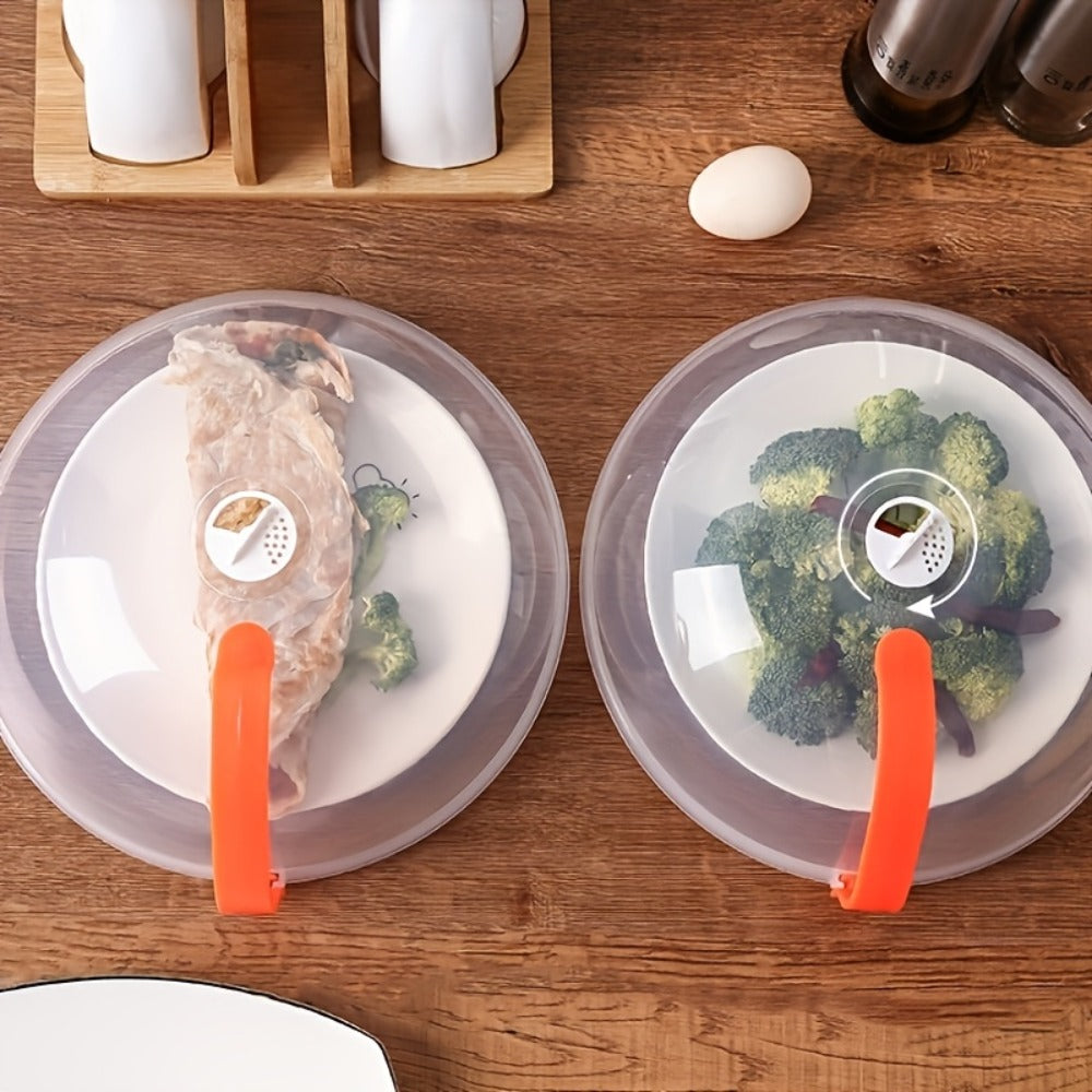 Microwave Food Cover Splash Guard 2 Pack with Steam Vent and Handle Plastic Splatter Guard for Home Cooking, Dining and Outdoor Meals