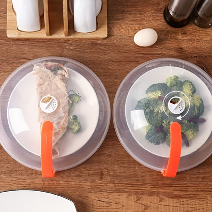 Microwave Food Cover Splash Guard 2 Pack with Steam Vent and Handle Plastic Splatter Guard for Home Cooking, Dining and Outdoor Meals