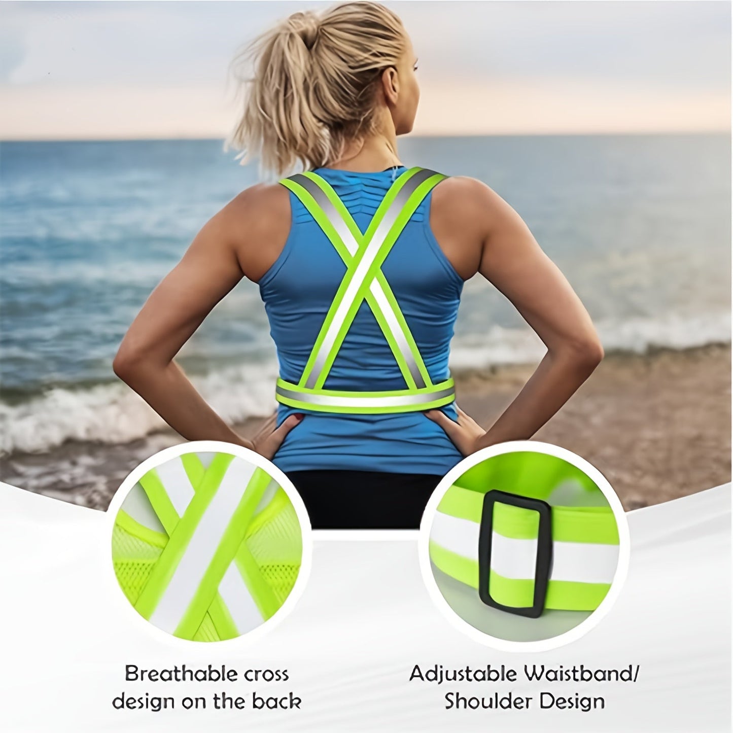 Reflective Running Vest with Phone Holder & Reflective Bracelets – Adjustable Safety Vest for Men Women, Dog Walking, Cycling