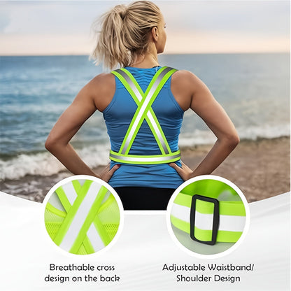 Reflective Running Vest with Phone Holder & Reflective Bracelets – Adjustable Safety Vest for Men Women, Dog Walking, Cycling