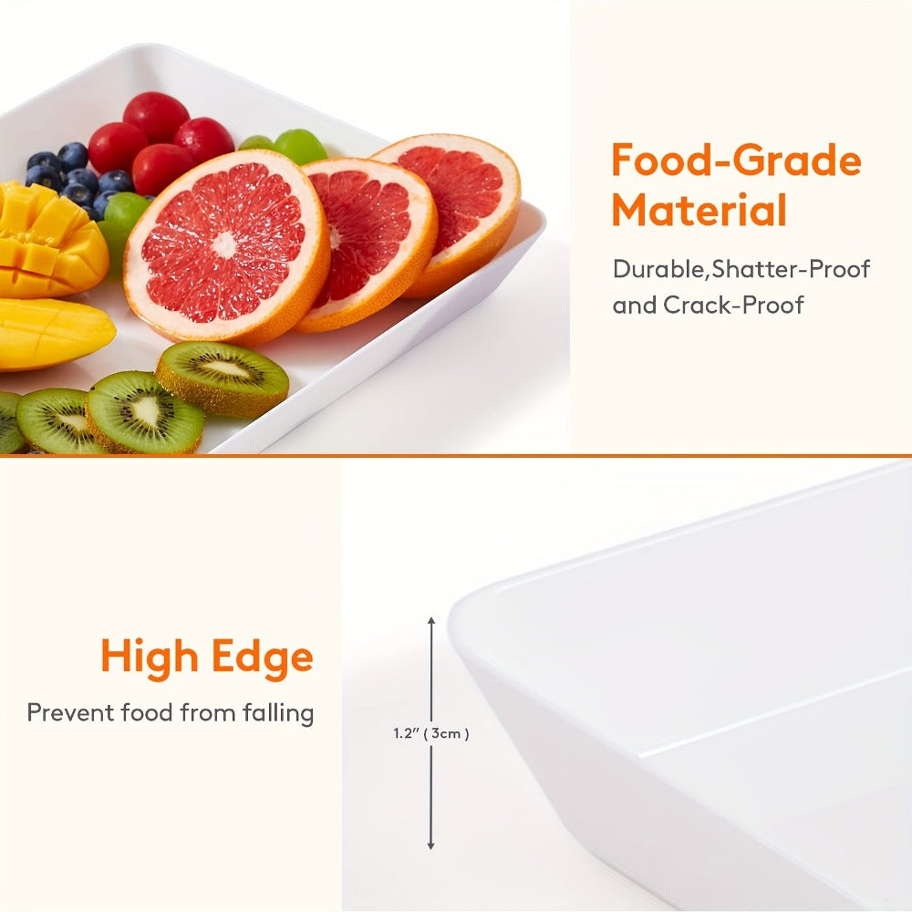 Serving Tray Set of 4, Reusable Plastic Platters for Fruit, Cookies, Dessert & Snacks, Kitchen Party Organizer