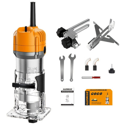 Wood Router 800W 35000 RPM Compact Electric Router Tool, 15-Piece 1/4" Bit Set for DIY Woodworking