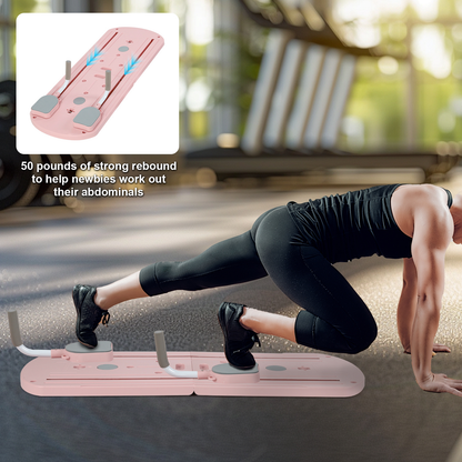 Foldable Pilates Board 8-in-1 with Resistance Bands – Anti-Slip Yoga Push-Up Board for Core Strength, Balance