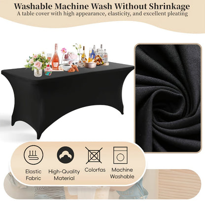 Spandex Tablecloth for 6 ft Rectangle Tables, Elastic Fitted Table Cover for Events, Parties, Weddings & Banquets