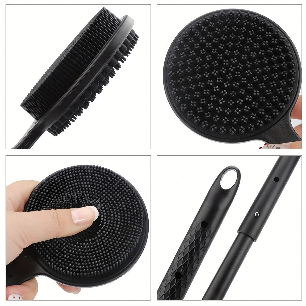 Long Handle Bath Brush Extendable 40-60cm Back Scrubber Dual-Sided Exfoliating Body Brush, for Bath Time, Home Spa and Personal Care
