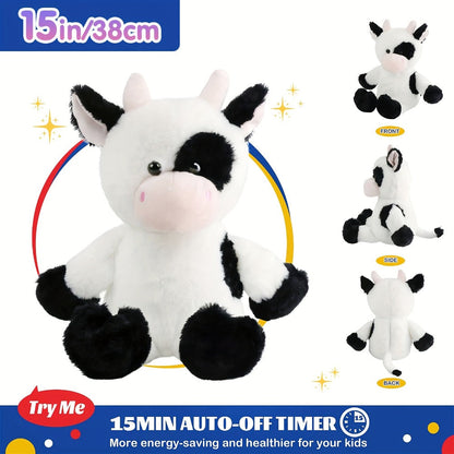 Plush Toy Highland Cow with Glowing Body and Optional Music in Two Interactive Styles for Display