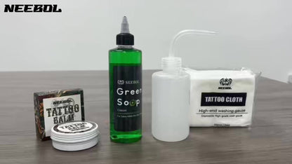 Tattoo Green Soap Concentrated Cleaning Solution 8.5oz with Squeeze Bottle Skin Prep Before During & After Tattooing Moisturizing Balm