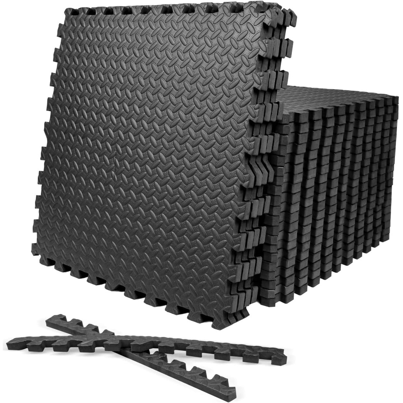 Interlocking EVA Foam Floor Tiles 24x24 Inch 1/2 Inch Thick, 24-Tile Set Covers 96 Sq Ft, Multipurpose Cushioned Gym Mat for Home Gym, Yoga