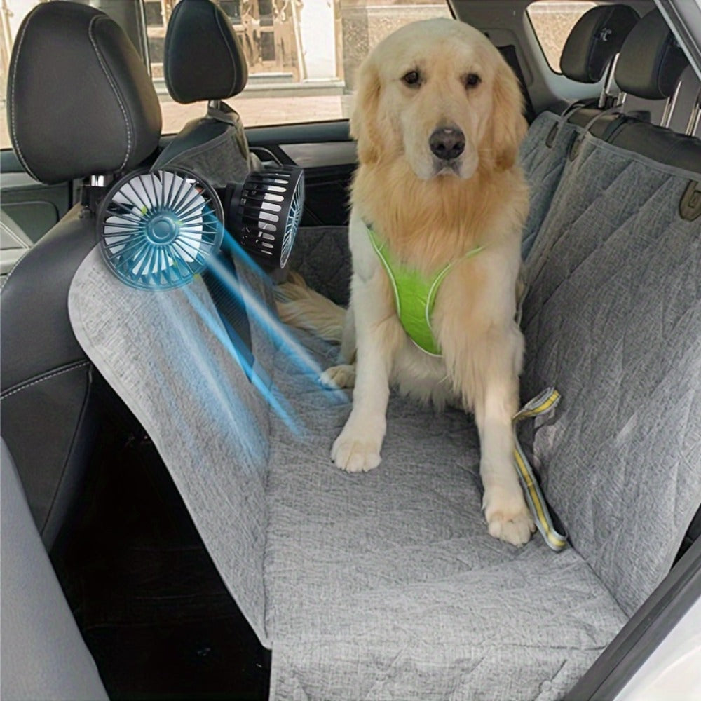 Car Fan for Back Seat – Dual Head USB Cooling Fan, Foldable 360° Rotation, Ultra-Quiet Motor, 70-Inch Cord, for Vehicle, Home & Office Use
