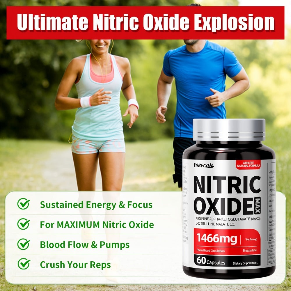 Nitric Oxide Supplement for Men, 800mg AAKG L-Arginine L-Citrulline Beetroot Capsules, Natural Energy & Focus Formula