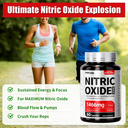 Nitric Oxide Supplement for Men, 800mg AAKG L-Arginine L-Citrulline Beetroot Capsules, Natural Energy & Focus Formula