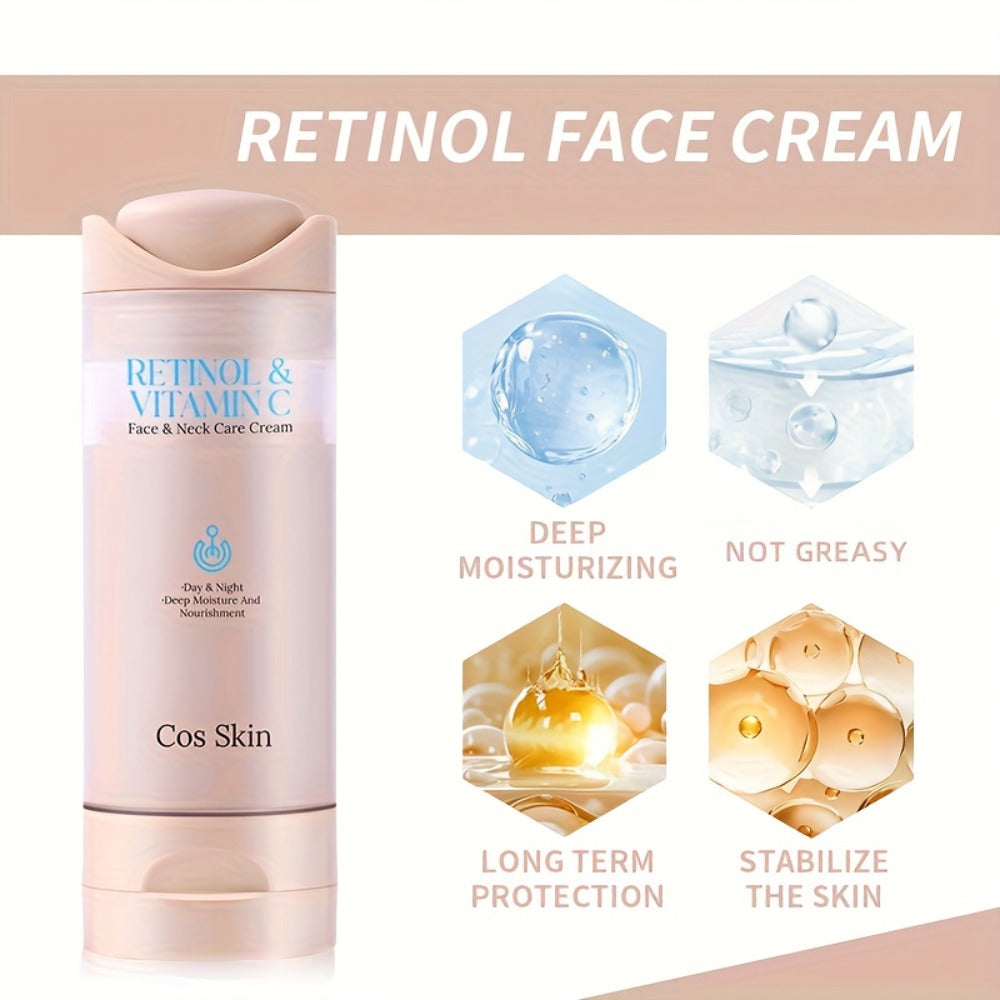 Face Cream Retinol and Vitamin C Formula with Lightweight, Fast-Absorbing Finish for Morning or Night Use