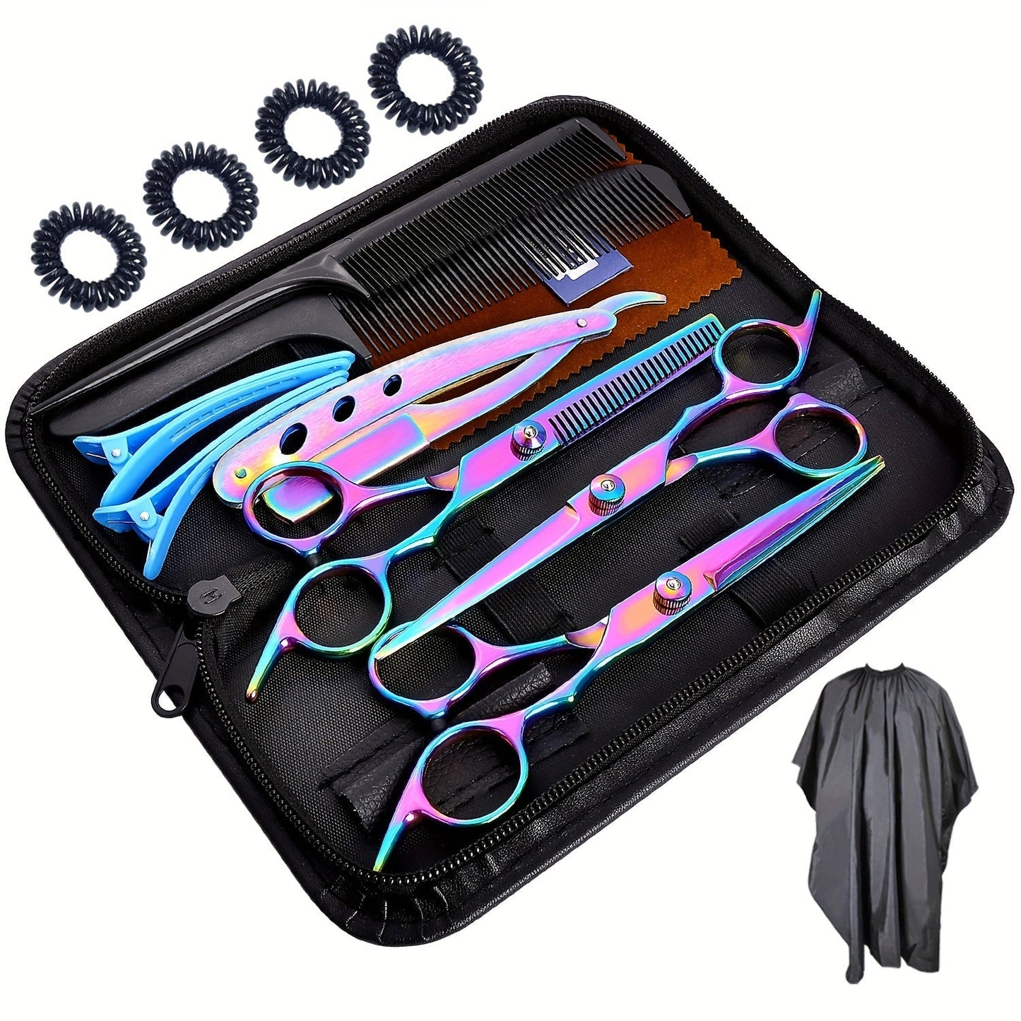 Professional Hair Scissors Set 16pcs 6.0 Inch – Thinning Shears Bangs Flat Cut Blending Salon Shears Diagonal Tail Design Hair Cutting Kit