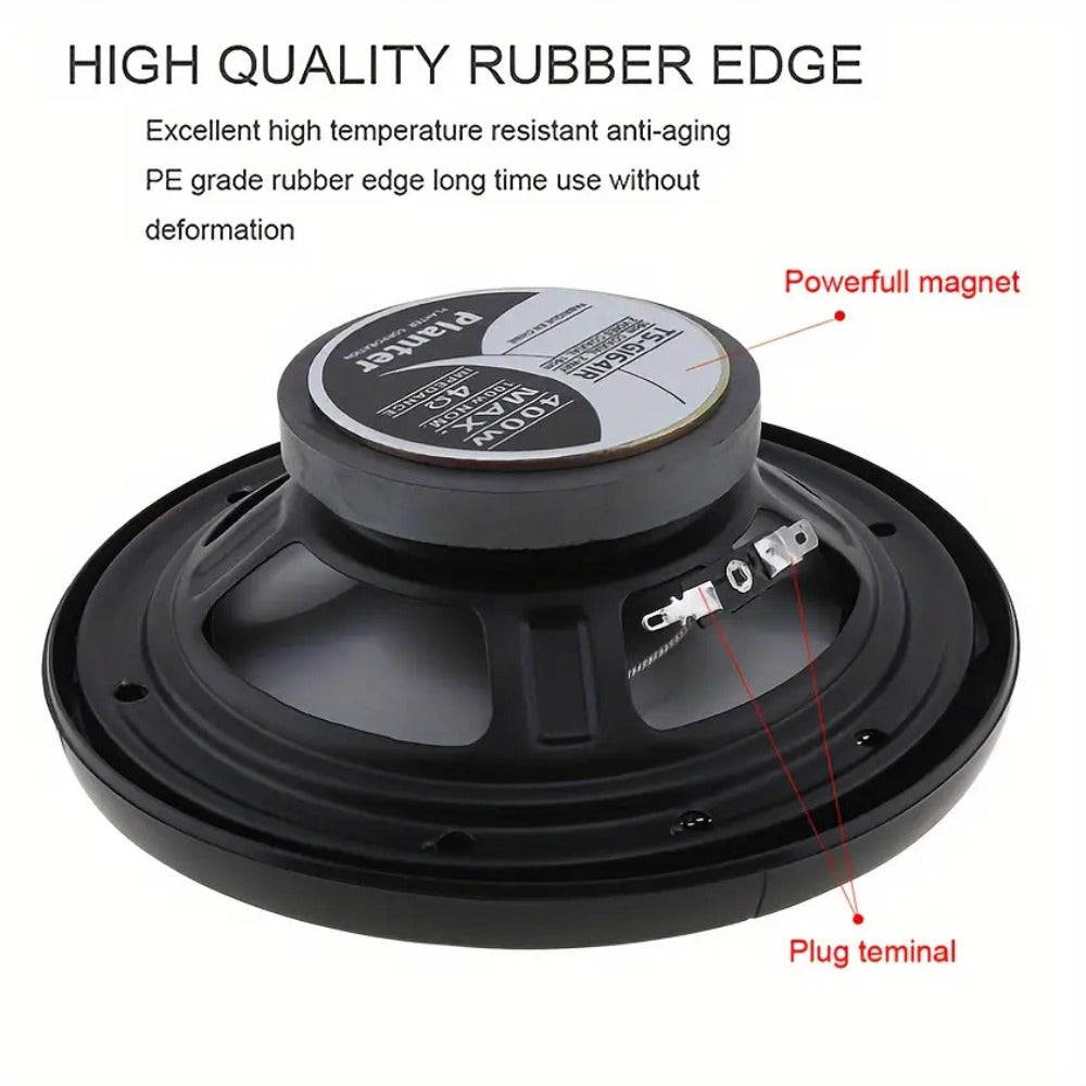 6.5 Inch 400W Car Coaxial Speakers HiFi Full Range – Rubber Edge, Strong Magnet, Universal Fit for Ford Chevy Toyota Honda