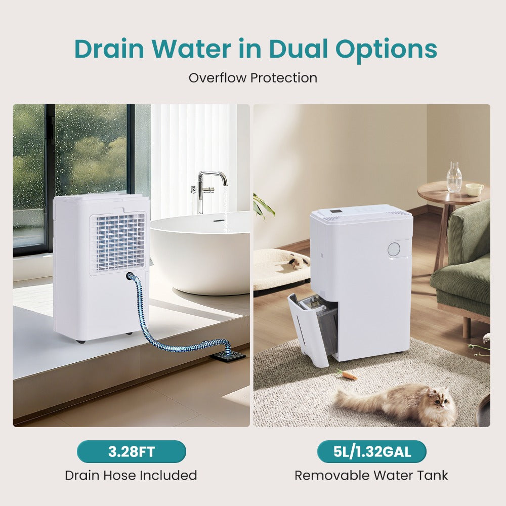 Dehumidifier for Basement 50 Pint 5500 Sq Ft with Drain Hose, Portable Home Dehumidifier for Large Room Bedroom Bathroom
