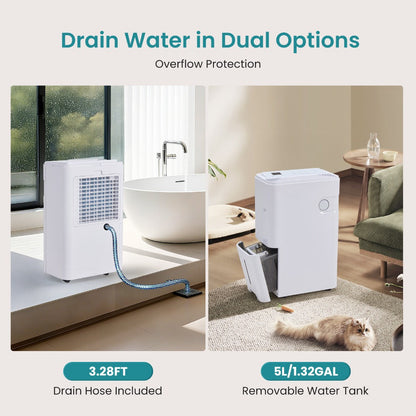 Dehumidifier for Basement 50 Pint 5500 Sq Ft with Drain Hose, Portable Home Dehumidifier for Large Room Bedroom Bathroom