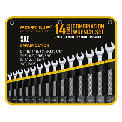 Combination Wrench Set with 14-Piece Metric, 14-Piece SAE or 32-Piece Mixed Checkout Options and Carry Case