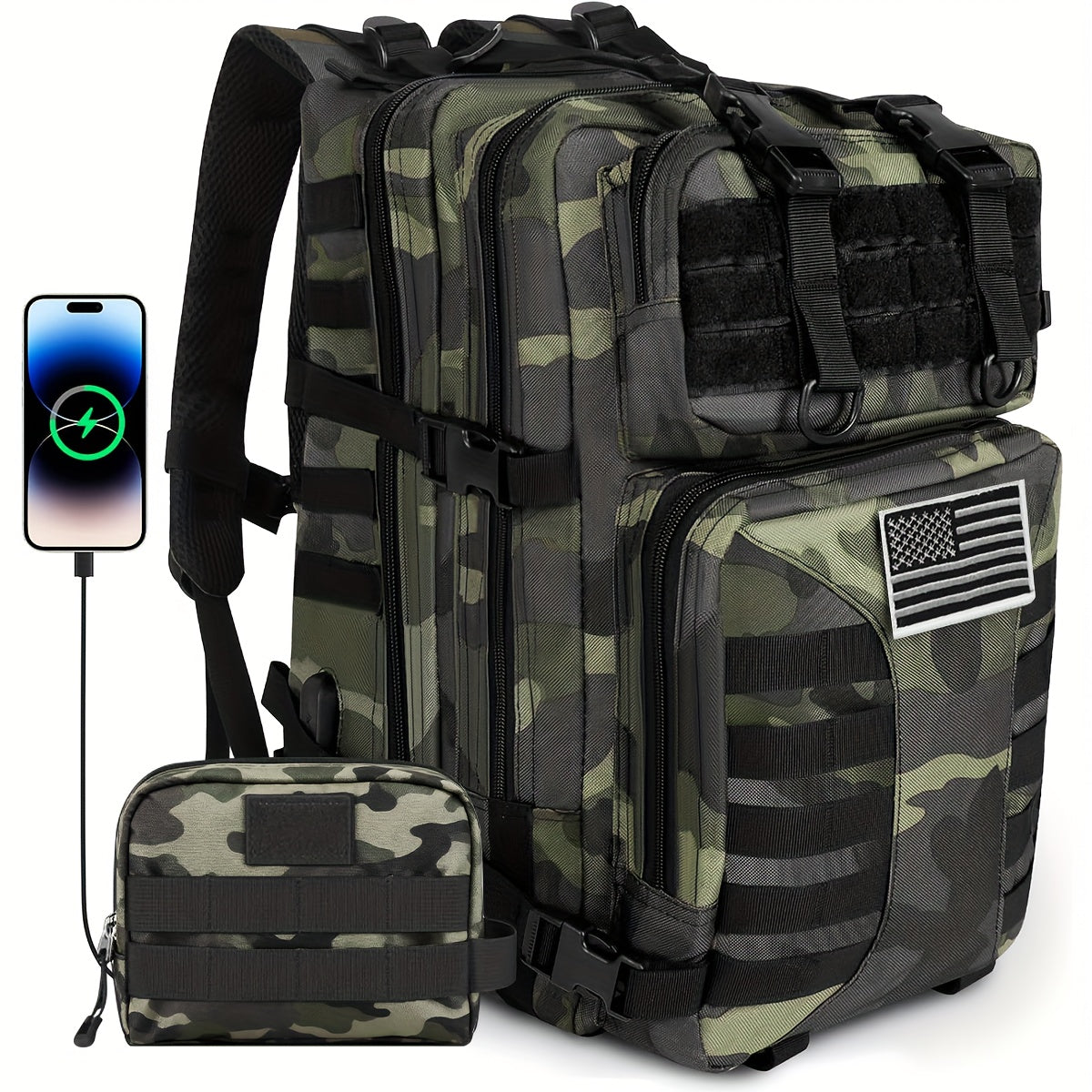 Tactical Military Backpack 50L – Large Capacity Molle Rucksack for Camping, Hiking, Hunting, Fishing & Travel