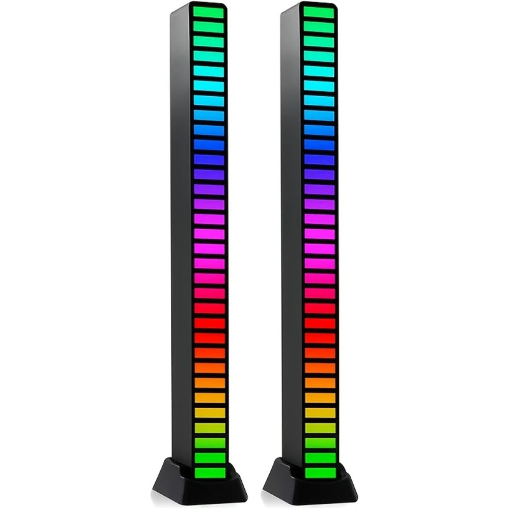 Sound Activated RGB Ambient Light Bars 2/4 Pack, Music Rhythm Sync USB Plug & Play, Color Changing Atmosphere Lights for Gaming Room