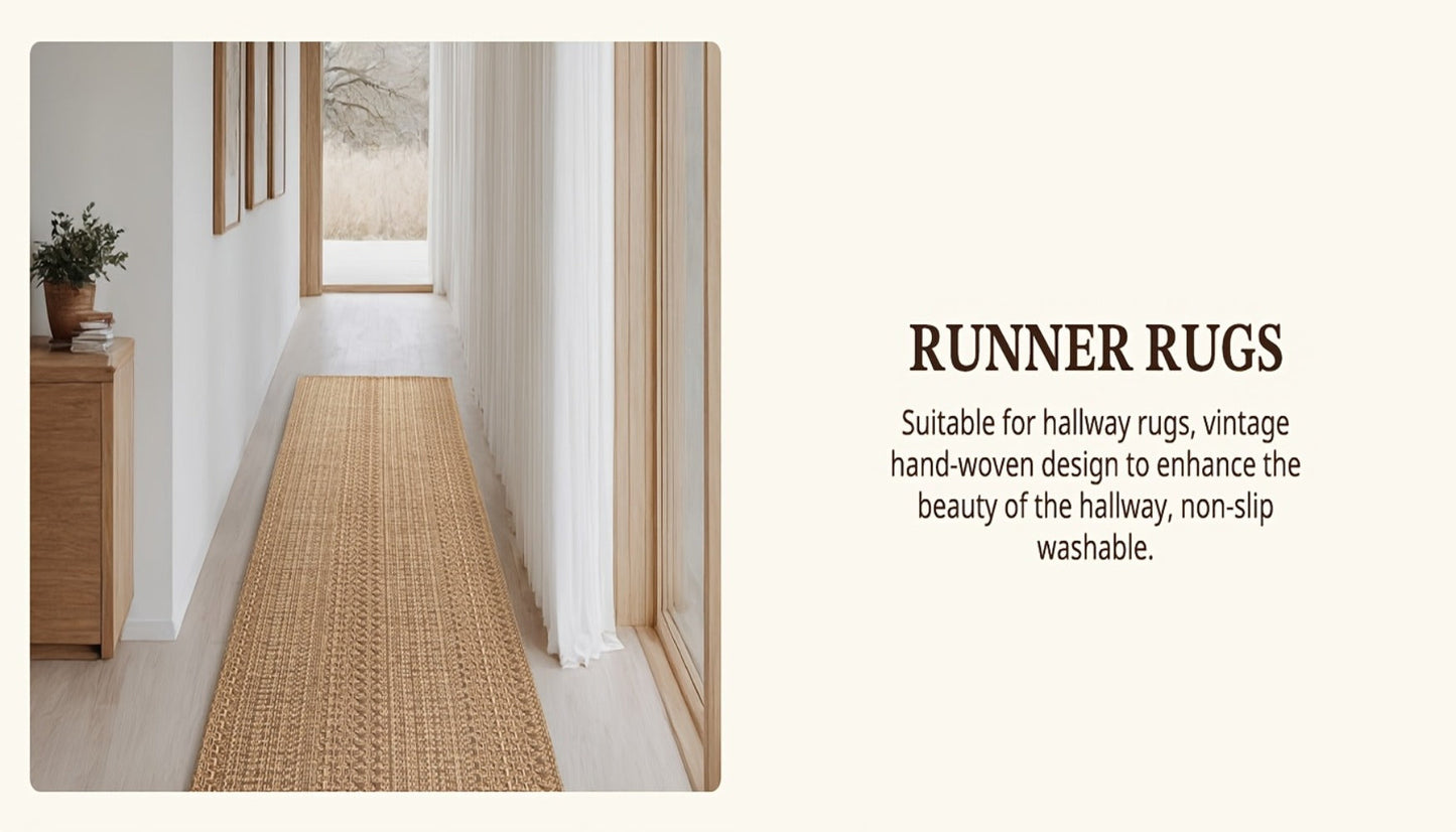 Braided Woven Indoor Rug with 2 x 3-Foot to 6 x 9-Foot Sizes and One Two-Piece Gray Mat Set