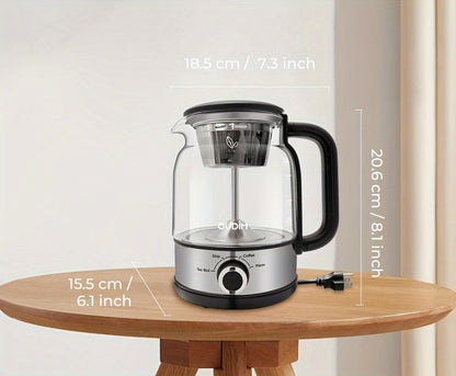 OD-T1206 Glass Coffee Maker and Tea Brewer with 1.2L Capacity, 600W Rating and Keep-Warm Control
