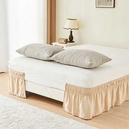 Bed Skirt with Adjustable Elastic Belt – Ruffle Microfiber Dust Ruffle 15 Inch Drop, Hotel Quality, Fade Resistant, Machine Washable