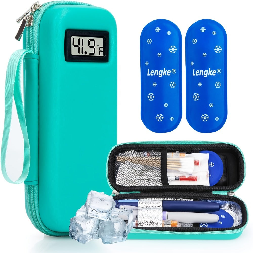 Insulin Cooler Travel Case with Temperature Display, Portable Diabetic Medication Bag with 2 TSA Approved Ice Packs for Insulin Pens