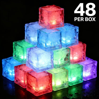 LED Ice Cube Lights Reusable Mixed Color, Flashing Sensory Light-Up Ice Cubes for Bar, Party & Wedding Decoration