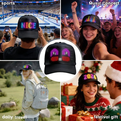 LED Party Hat App Controlled Programmable Light Up Hat, Custom Text Music Images for Rave Club Dance Halloween 4th of July Festival