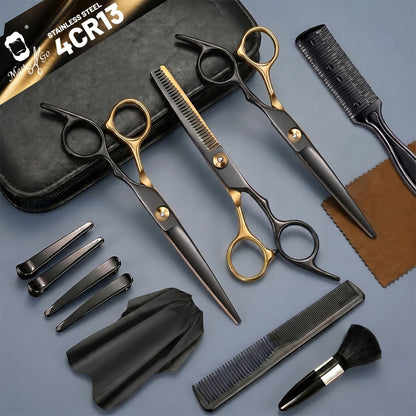 Hair Cutting Scissors Kit 13 Piece – Professional Barber Shears Set with Thinning Shears, Blending Scissors & Accessories