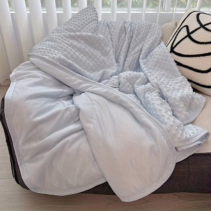 Cooling Blanket for Summer – Breathable Lightweight Throw with Soundwave Embossed Striped Design, 100% Polyester Machine Washable Blanket