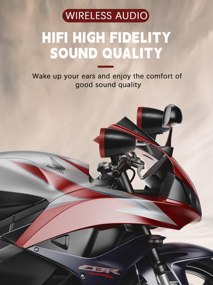 Motorcycle Bluetooth Stereo Speaker System with Built-In Amplifier – 3" Handlebar Mount Speakers, MP3 & USB, 12V, 20W×2 for ATV