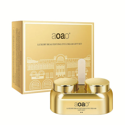 aoao Day and Night Eye Cream Two-Piece Set with Separate 18g Gold-Tone Cosmetic Jar Containers
