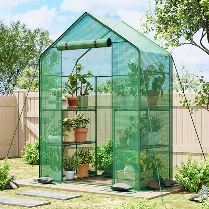 Tiered Greenhouse Shelves 3/4-Tier Portable Mini Plant Greenhouse with PE Cover & Aluminum Frame, Indoor Outdoor Warm House for Seedlings