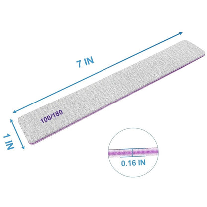 Emery Boards Nail Files 50 Pack 100 180 Grit Double Sided Professional Fingernail Filer Set Reusable for Natural Acrylic Gel Nails Manicure