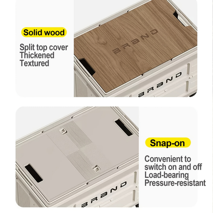 Collapsible Storage Bin with Lid and Handle 7.93Gal Foldable Plastic Crate Stackable Portable Tote Box for Camping Fishing Car RV Office
