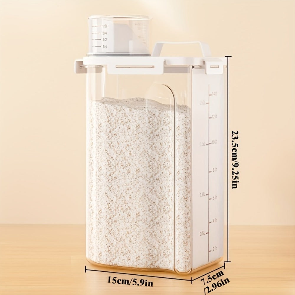 Airtight Grain Storage Containers 4pcs – Transparent Plastic Food Storage Box with Flip Top Lid & Pouring Port for Rice Flour Dry Goods