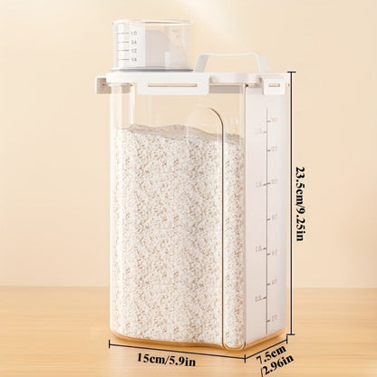 Airtight Grain Storage Containers 4pcs – Transparent Plastic Food Storage Box with Flip Top Lid & Pouring Port for Rice Flour Dry Goods