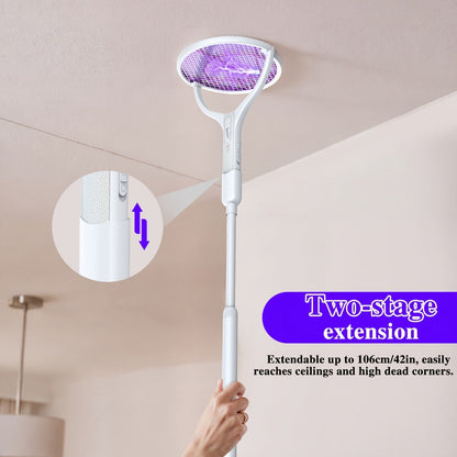 Electric Fly Swatter Racket 4000V, Rechargeable Mosquito Zapper with Auto One-Touch Kill, Detachable Head