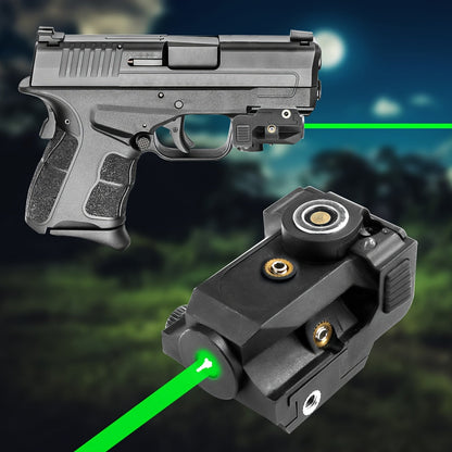 Compact Green Laser Sight Magnetic USB Charging Ambidextrous Low Profile 20mm Picatinny Rail for Handgun Pistol Airgun 150-300m Range PA66