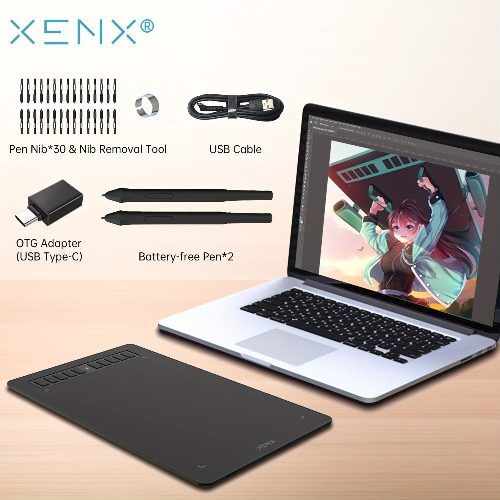 XENX Graphics Drawing Tablet 10 x 6.22 Inch, 8192 Pressure Sensitivity Battery-Free Passive Stylus