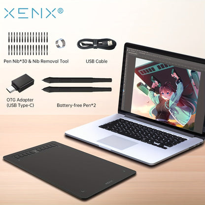 XENX Graphics Drawing Tablet 10 x 6.22 Inch, 8192 Pressure Sensitivity Battery-Free Passive Stylus