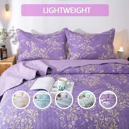 Floral Quilt Set Lightweight Bedspread Coverlet 2 or 3-Piece, All Season Hypoallergenic Breathable Paisley Patchwork Print Quilt for Bedroom