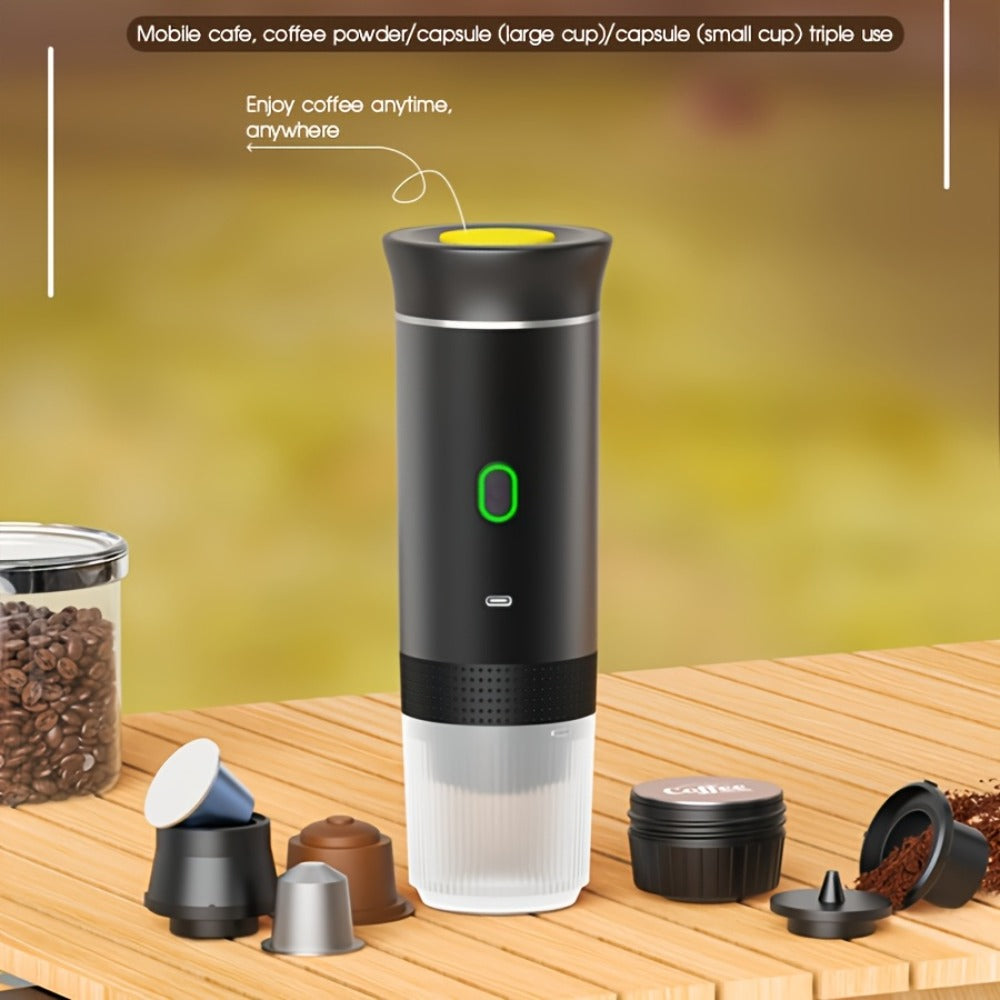 Portable Capsule Coffee Machine USB Rechargeable One-Touch Brewing Compact Espresso Maker for Bath Time, Home Spa and Personal Care