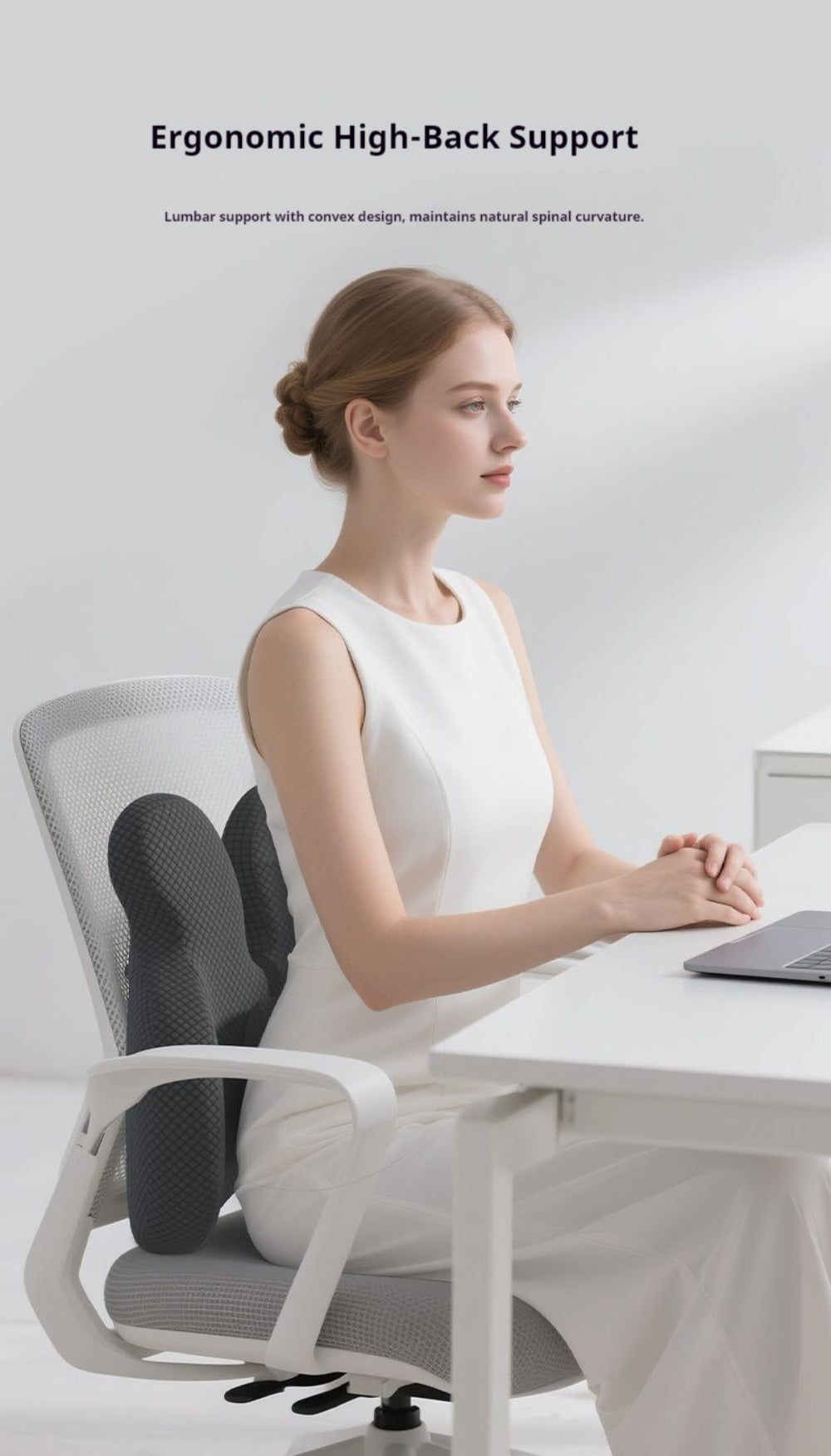 Two-Piece Contoured Seat and Lumbar Cushion Set with Adjustable Chair Straps and Three Colors
