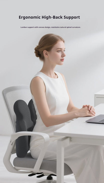 Two-Piece Contoured Seat and Lumbar Cushion Set with Adjustable Chair Straps and Three Colors
